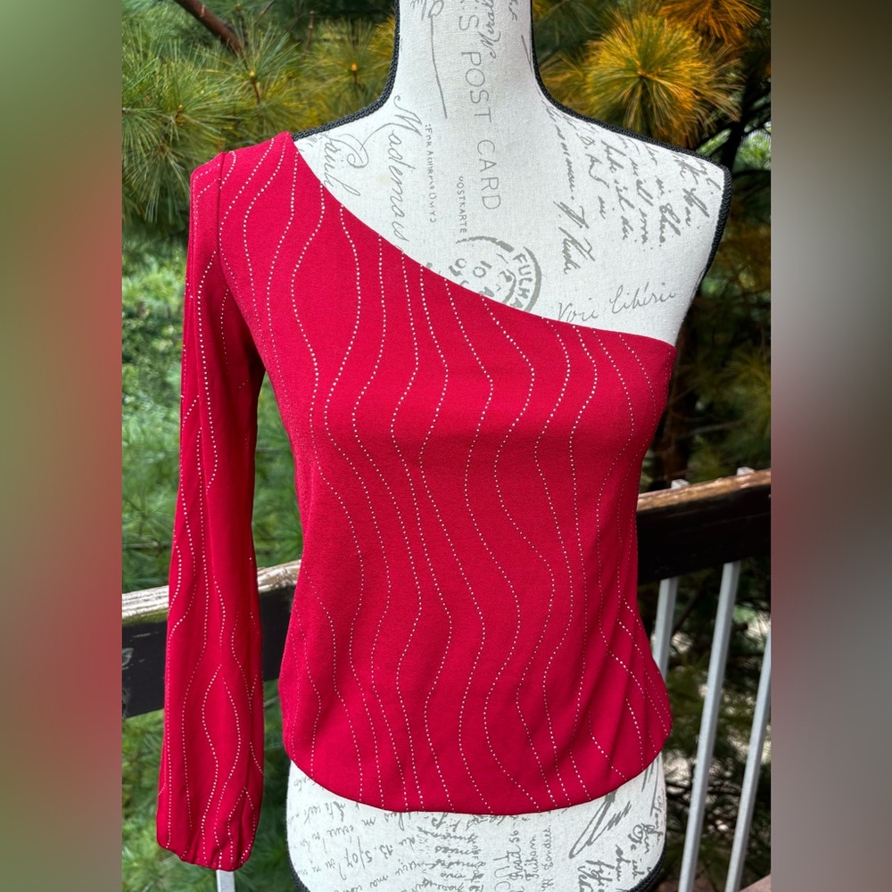 Asymmetrical One Shoulder Single Sleeve Top
Junior’s Small
Red
Like New